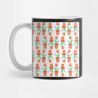 Orange Marigolds in Terracotta Pots - non-directional watercolour florals Mug